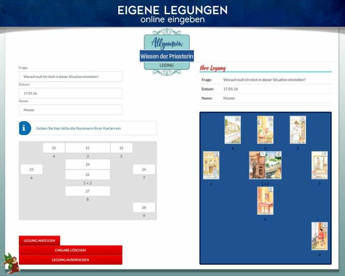 Leidingkarten eigene Legung online - Das Wissen der Priesterin