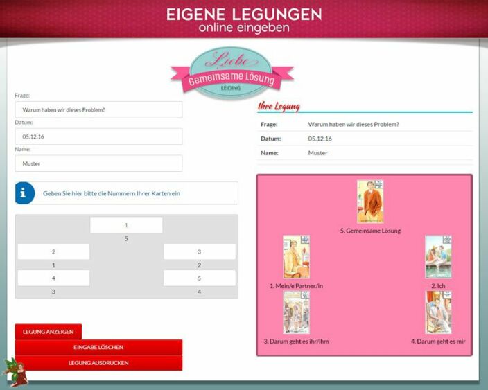 Leidingkarten eigene Legung online - Partnerschaftsprobleme lösen