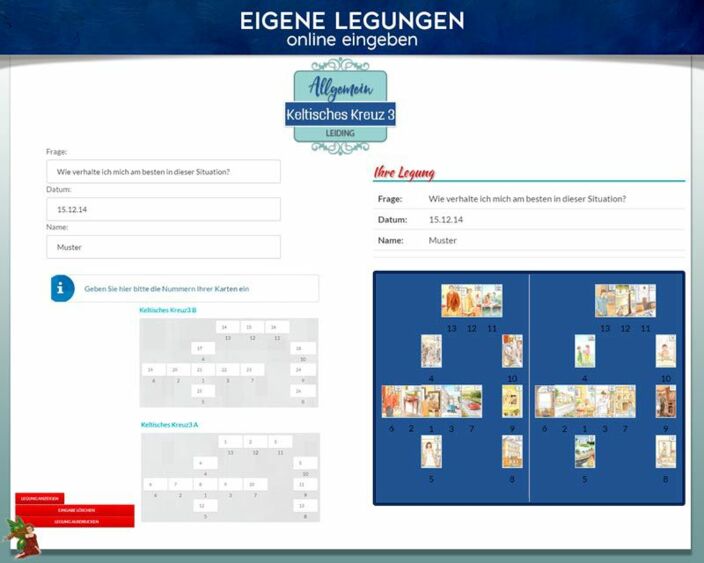 Leidingkarten eigene Legung online - Keltisches Kreuz 3