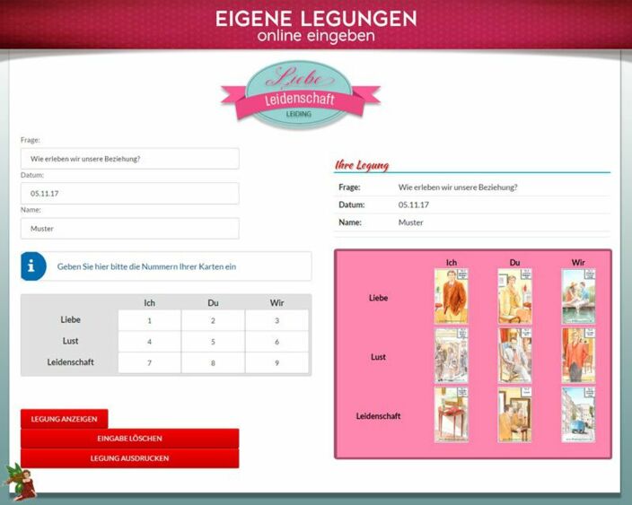 Leidingkarten eigene Legung online - Leidenschaft