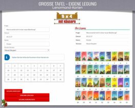Lenormandkarten Große Tafel mit Häusern 9x4 - Beispiellegung Lenormandkarten Große Tafel mit Häusern 9x4 - Beispiellegung