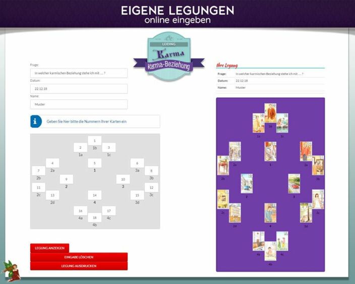 Leidingkarten eigene Legung online - Karmabeziehung