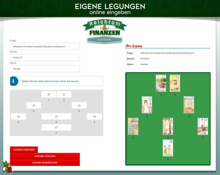 Leidingkarten eigene Legung online - Reichtum