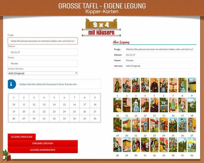 Kipperkarten Große Tafel mit Häusern 9x4 - Eigene Legung zum Ausdrucken
