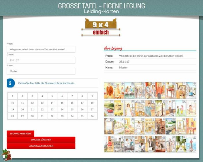 Leidingkarten Große Tafel 9x4 - Eigene Legung zum Ausdrucken