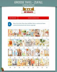 Leidingkarten Große Tafel Zufallslegung mit Häusern 9x4 - Beispiellegung