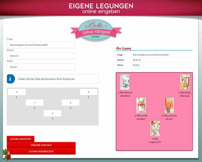 Leidingkarten eigene Legung online - Liebesfähigkeit