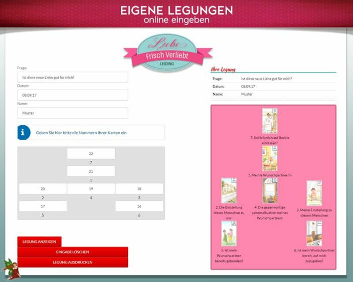 Leidingkarten eigene Legung online - Verliebt