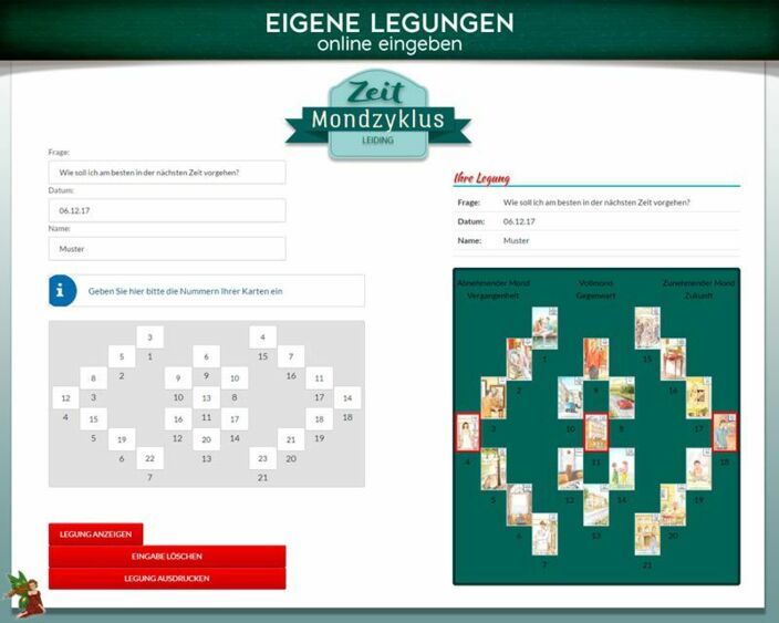 Leidingkarten eigene Legung online - Mondzyklus