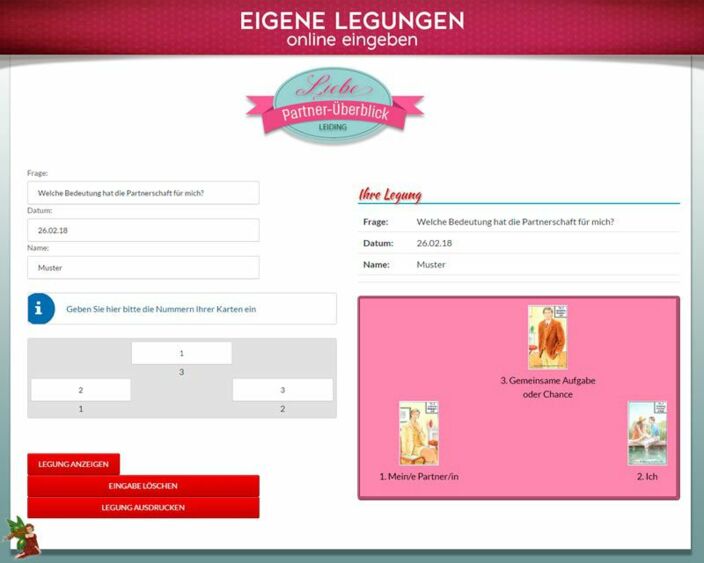 Leidingkarten eigene Legung online - Partnerschafts Überblick