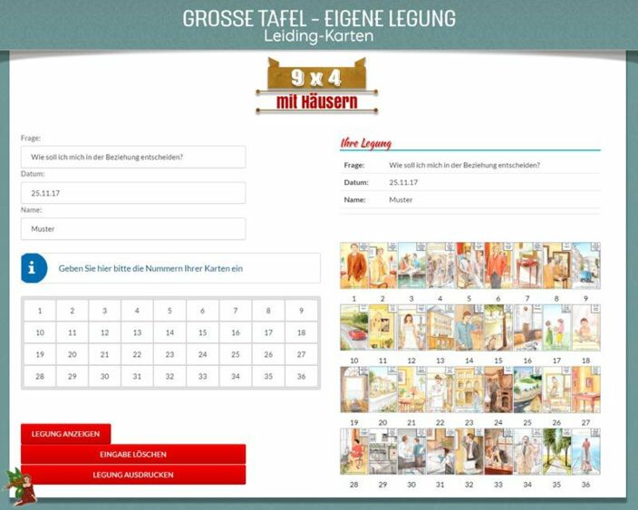 Leidingkarten Große Tafel mit Häusern 9x4 - Eigene Legung zum Ausdrucken