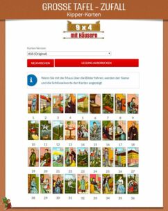 Kipperkarten Große Tafel Zufallslegung mit Häusern 9x4 - Beispiellegung