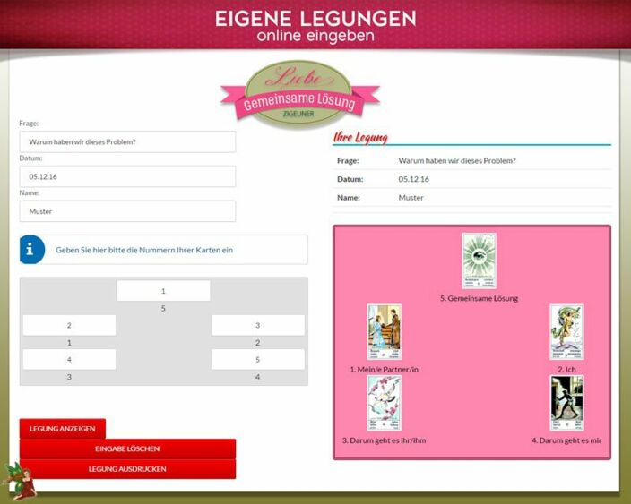 Zigeunerkarten eigene Legung online - Partnerschaftsprobleme lösen