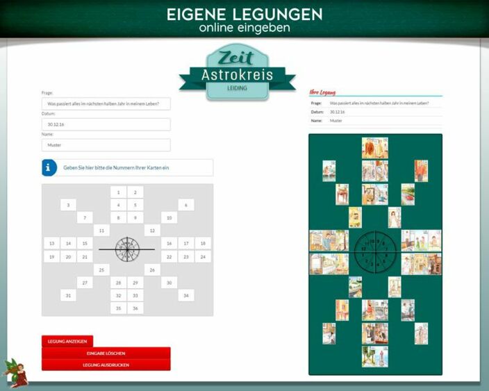 Leidingkarten eigene Legung online - Astrokreis